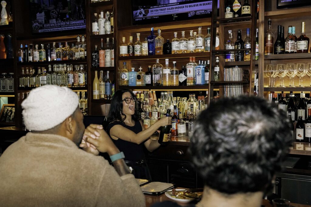 bartender with bottle