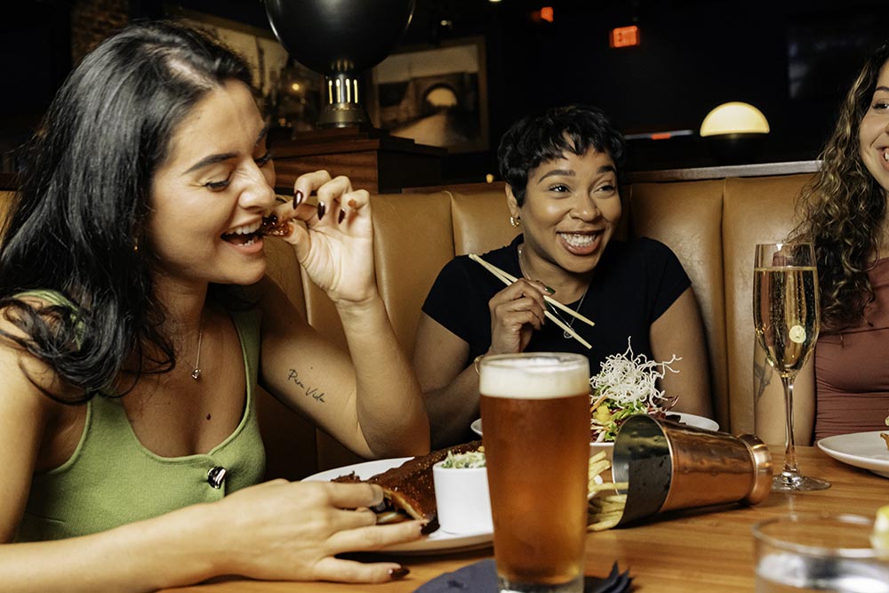happy patrons at table